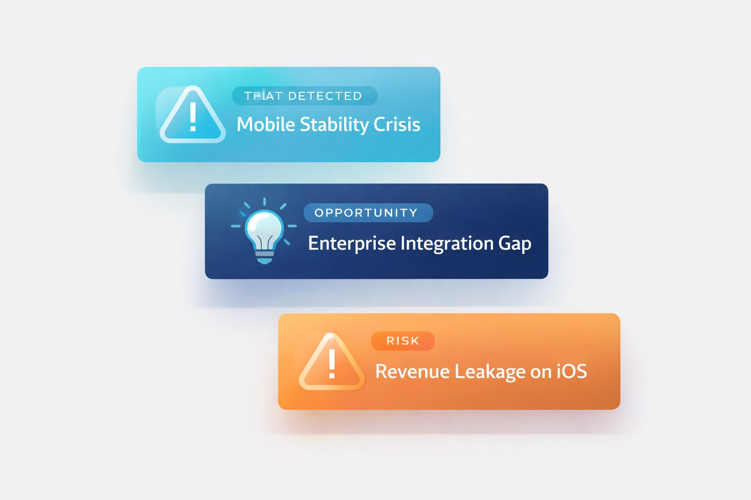 AI detected: Mobile Stability Crisis, Enterprise Integration Gap, Revenue Leakage on iOS